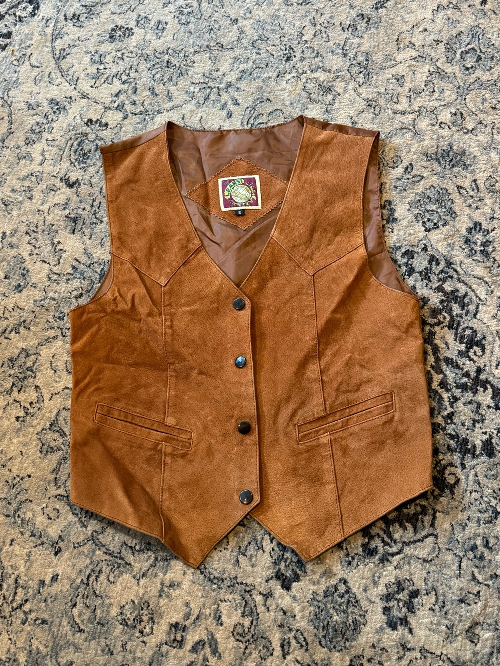 Vintage Brown Suede Button-Up Vest